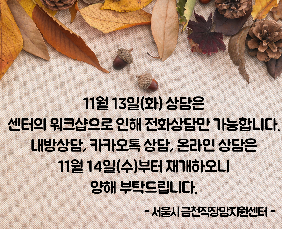 11월 13일은 전화상담만 가능합니다! 